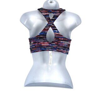 Lululemon Time To Sweat Bra Hinshu‎ Alpine White Multi Back Keyholes Size 6
